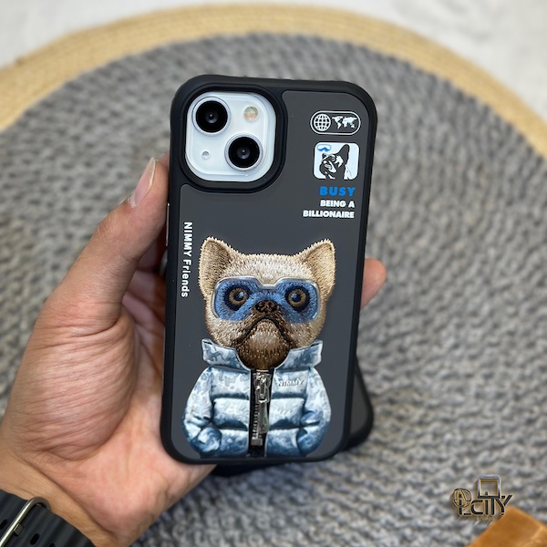 قاب نیمی سگ فرنچ زیپ دار، مناسب برای آیفون 13، 15، 15 پرو و 15 پرومکس از سری Nimmy Cool & Cute