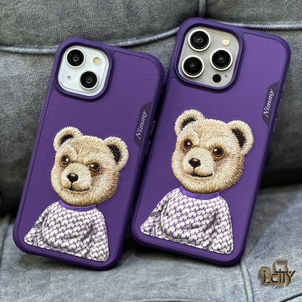 قاب اورجینال نیمی تدی بنفش برای آیفون 13 و 15 و 15 پرو و 15 پرومکس Nimmy Fashion pet series iphone